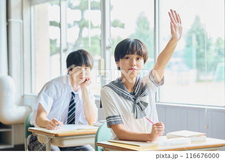 勉強する高校生男女 116676000