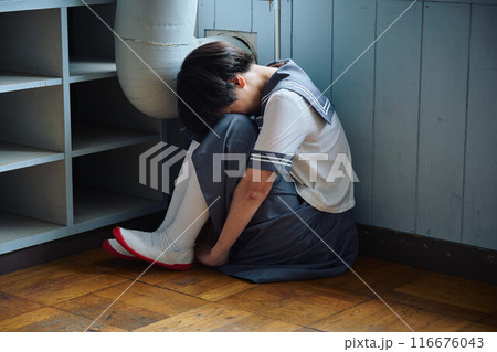 落ち込む女子校生 116676043