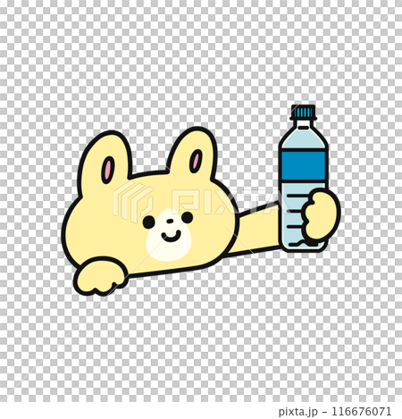 ペットボトルを持ったかわいいウサギ ペットボトルを持ったかわいいウサギ 116676071