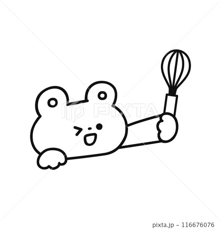 泡立て器を持ったかわいいクマ・線画 116676076