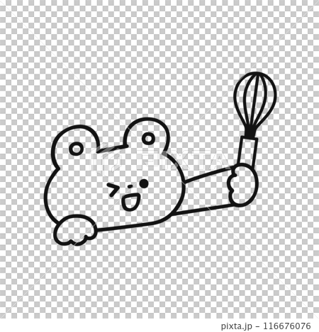 泡立て器を持ったかわいいクマ・線画 116676076