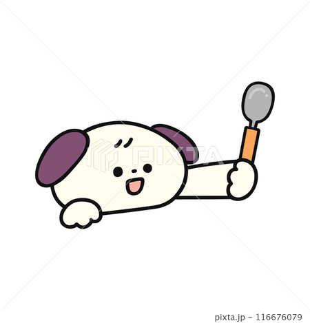 スプーンを持ったかわいい犬 116676079
