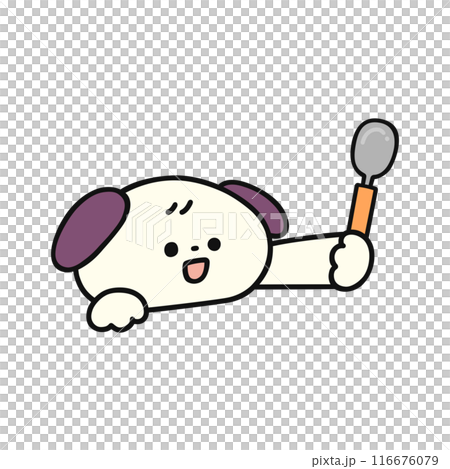 Cute dog holding a spoon 116676079