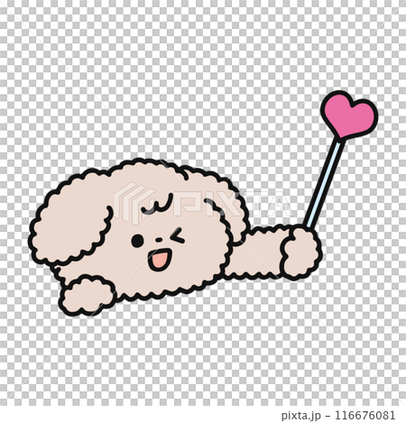 ハートの指し棒を持ったかわいい犬 116676081