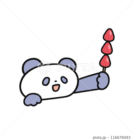 いちご飴を持ったかわいいパンダ 116676083