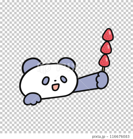 いちご飴を持ったかわいいパンダ 116676083