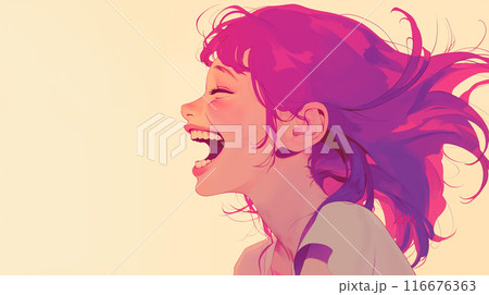大声で叫ぶ元気な女性 大声で叫ぶ元気な女性 116676363