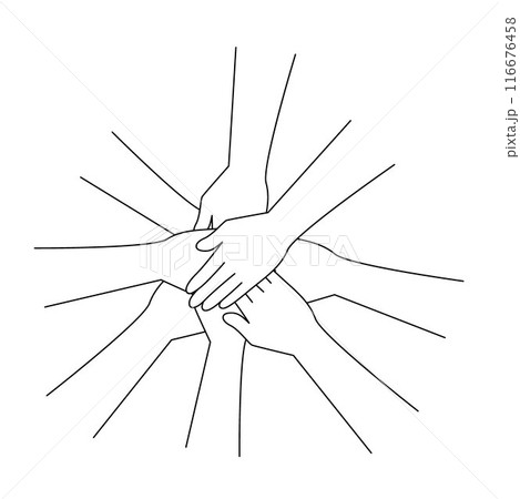 Human hands holding together, team spirit concept, growing the company together 116676458