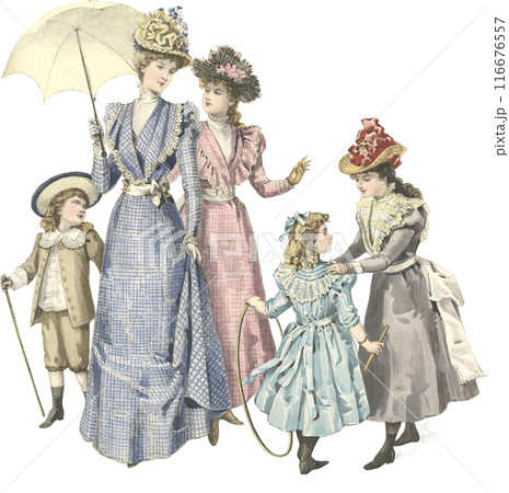 19世紀ヨーロッパ　女性とこども　イラスト 116676557
