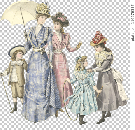 19世紀ヨーロッパ　女性とこども　イラスト 116676557