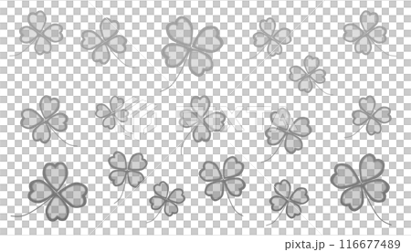 四つ葉のクローバーパターン(黒) 116677489