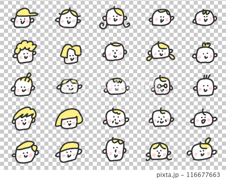 手繪可愛老少男女臉圖示集人 116677663