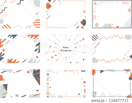 9種類のレトロ幾何学フレームセット 116677711