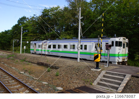函館本線の風景（駒ヶ岳周り）キハ40系　赤井川駅 116678087