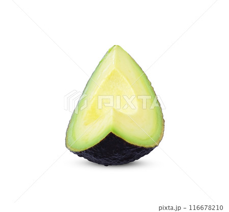 Sliced avocado fruit isolated on white background. 116678210