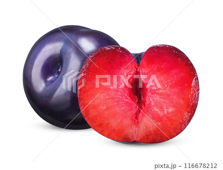 plum fruit isolated on white background. 116678212