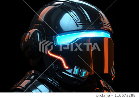 Generative ai on theme of beautiful futuristic space helmet, autonomous programmable new technique 116678299