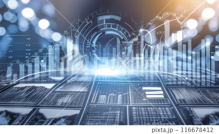 CG素材　チャート・グラフとボケ背景のイメージ素材 116678412