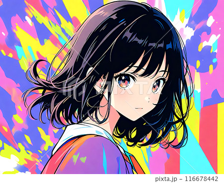 アニメ・漫画風の女性・女の子のイラスト素材 116678442