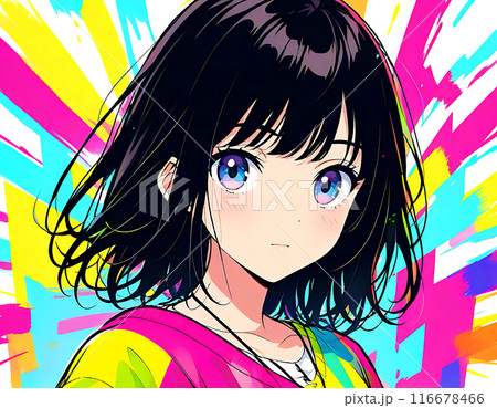 アニメ・漫画風の女性・女の子のイラスト素材 116678466