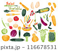 水彩風野菜とサラダイラストセット 116678531