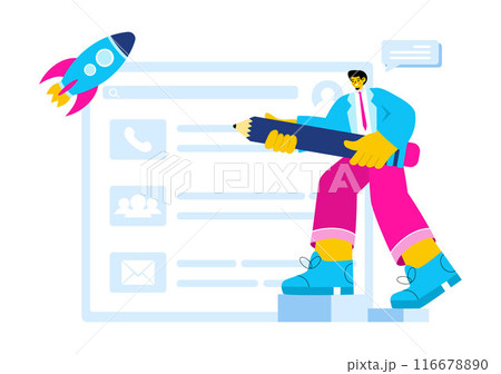 Personal Portfolio Vector Illustration with Profile Data, Resume, or Self-Improvement to Attract Clients and Employers in a Flat Cartoon Background Personal Portfolio Vector Illustration with Profile Data, Resume, or Self-Improvement to Attract Clients and Employers in a Flat Cartoon Background 116678890