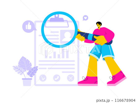 Personal Portfolio Vector Illustration with Profile Data, Resume, or Self-Improvement to Attract Clients and Employers in a Flat Cartoon Background 116678904