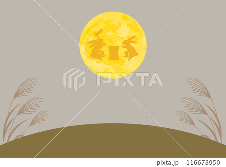 秋の十五夜お月見フレーム背景3紺色 秋の十五夜お月見フレーム背景3紺色 116678950