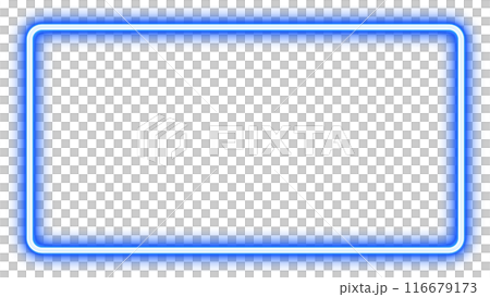 青色のネオンの光の蛍光灯フレームのイラスト、透明背景 青色のネオンの光の蛍光灯フレームのイラスト、透明背景 116679173