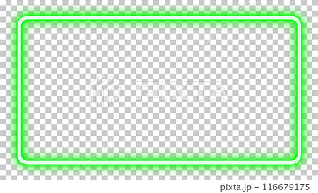 緑色のネオンの光の蛍光灯フレームのイラスト、透明背景 緑色のネオンの光の蛍光灯フレームのイラスト、透明背景 116679175