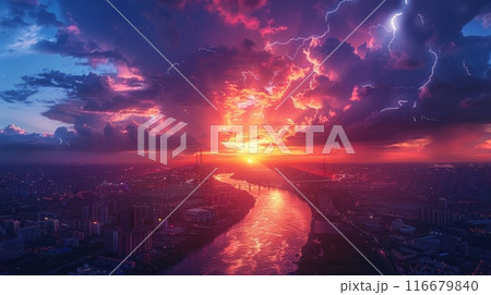 thunderstorm in the city 116679840