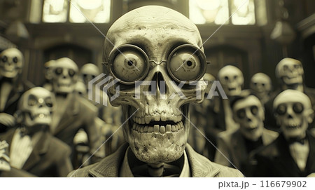 the skeleton in the city lives the life of people the skeleton in the city lives the life of people 116679902