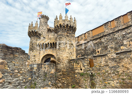 Castle of the Knights Templar in Ponferrada, Spain, a 12th Century medieval fortress in the Way of 116680093