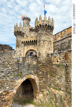 Castle of the Knights Templar in Ponferrada, Spain, a 12th Century medieval fortress in the Way of 116680097