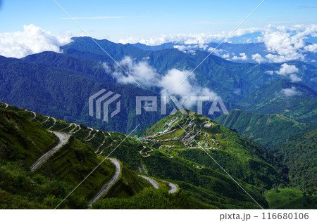 Greenery Zig Zag Road Landscape of Old Silk Route Sikkim 116680106