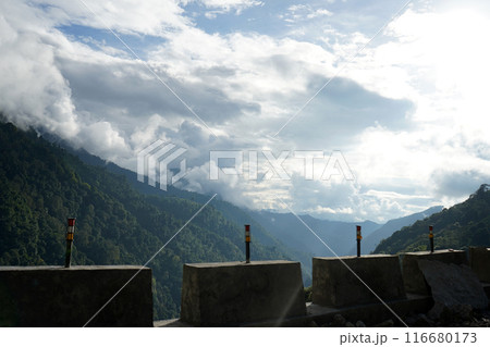Himalaya Mountain Range with Cloudy Sky in North Bengal 116680173