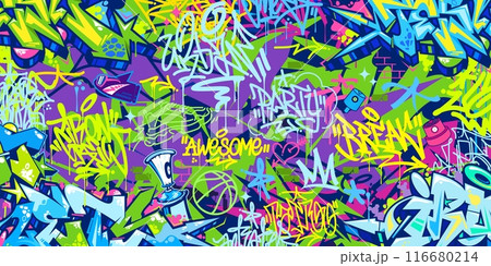 Modern Abstract Hip Hop Urban Street Art Graffiti Style Vector Illustration Background Template 116680214