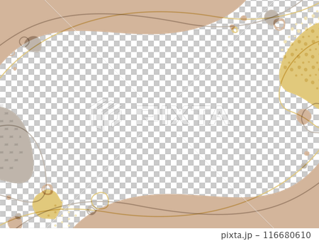 Frames with curved objects and hand-drawn patterns, frames in muted colors 116680610