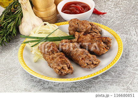 Beef kebab minced meat with onion 116680851
