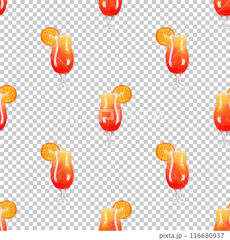 Watercolor seamless pattern with beach cocktail illustration 116680937
