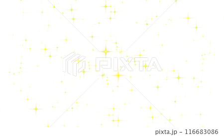 キラキラと輝く金色の星の光のイラスト、透明背景 116683086
