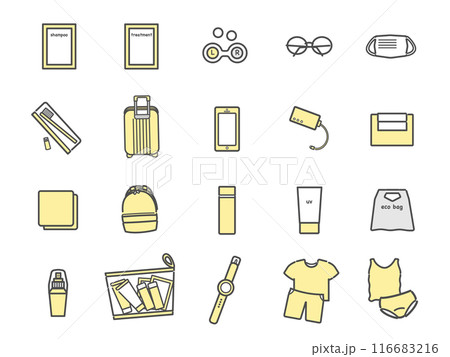 旅行アイテム アイコンセット 旅行アイテム アイコンセット 116683216