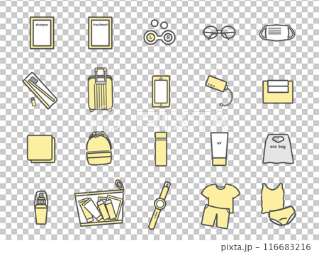 旅行アイテム アイコンセット 旅行アイテム アイコンセット 116683216