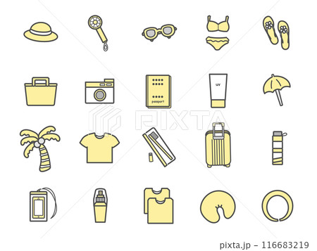 夏アイテム　トラベル　アイコンセット 116683219