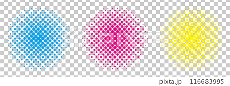 Halftone circle blue pink yellow set Halftone circle blue pink yellow set 116683995