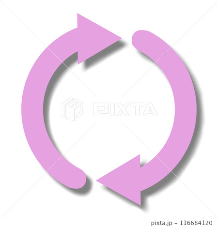 ループをイメージした矢印2本のアイコン（ピンク） 116684120
