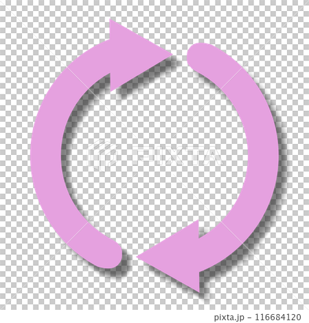 ループをイメージした矢印2本のアイコン（ピンク） 116684120