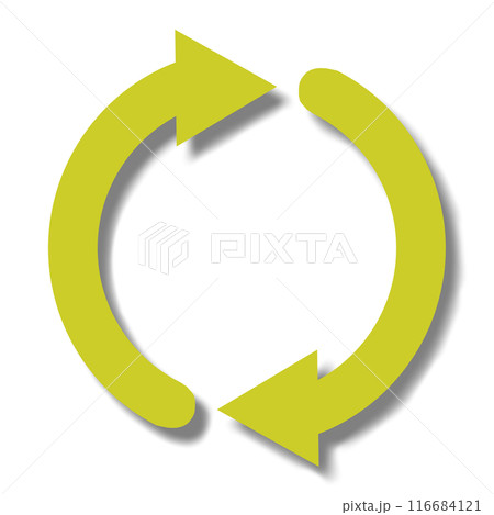 ループをイメージした矢印2本のアイコン(黄色) ループをイメージした矢印2本のアイコン(黄色) 116684121