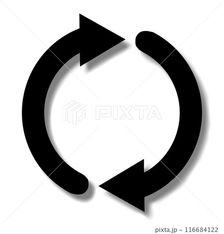 ループをイメージした矢印2本のアイコン（黒） 116684122