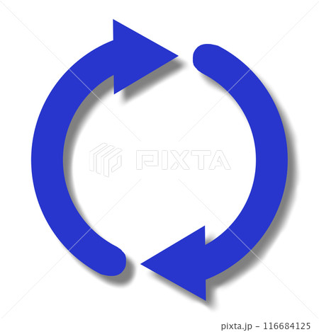 ループをイメージした矢印2本のアイコン（青） 116684125